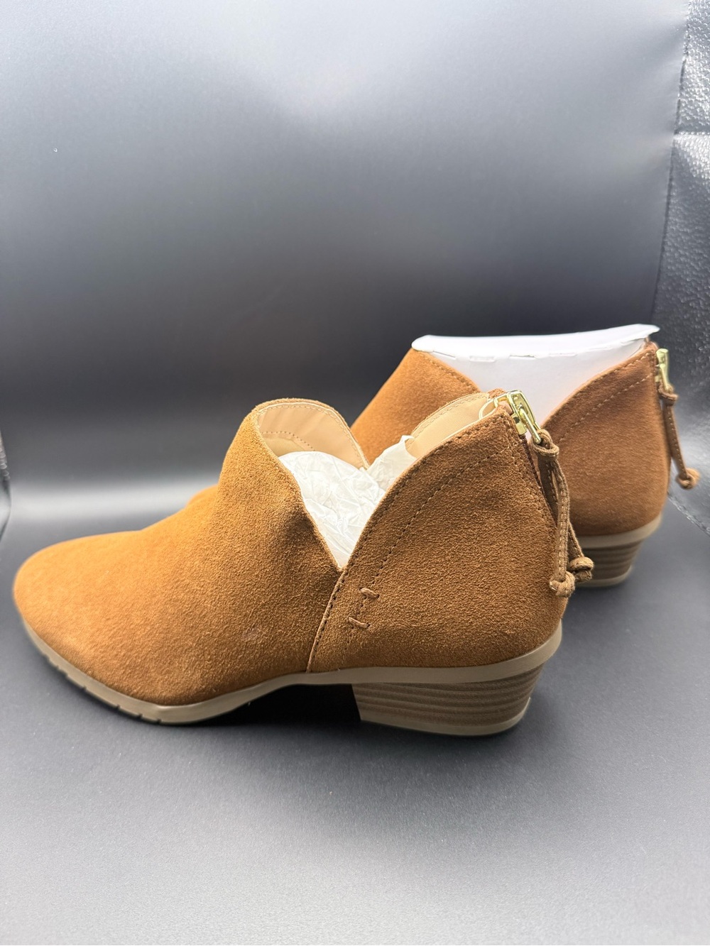 Kenneth Cole Reaction - Cognac Suede Low Heel Ankle Booties